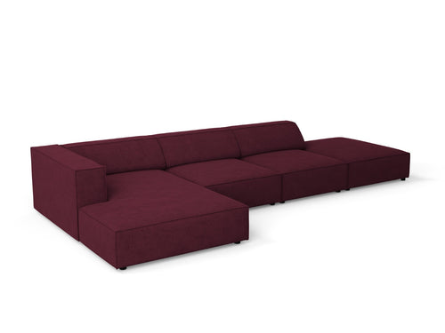 Cosmopolitan Design linker hoekbank Arendal 5-zits, chenille met ribbeleffect, robijn - 166x341x70cm