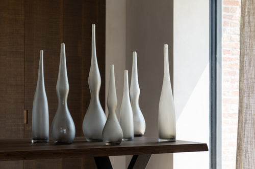 J-Line vaas Yara Gebogen Fluit - glas - greige - 3 stuks - 64 cm hoog