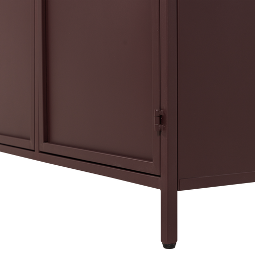 WOOOD xl 2-deurs vitrinekast Exhibit - Metaal - Bordeauxrood - 203x99x45
