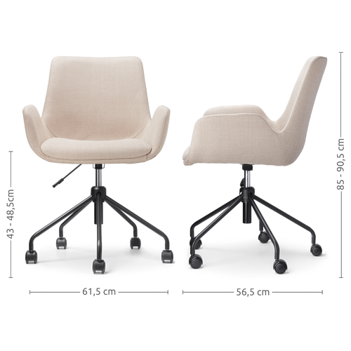 Nolon Nout-Eef Bureaustoel Beige - Armleuning - Zwart Onderstel - vtwonen shop