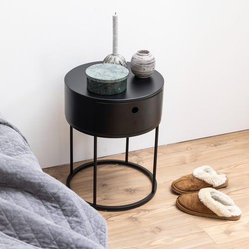 BRAM Nachtkastje Yarm - Ø40 cm - Zwart - vtwonen shop
