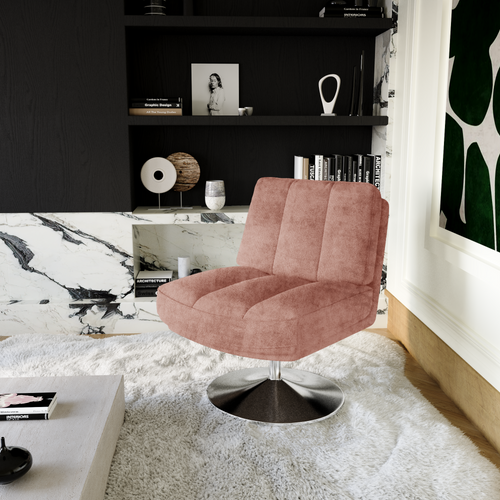 Sia Home - Fauteuil TIMELESS - Fluweel met structuur - Vintage roze - 60.6cm