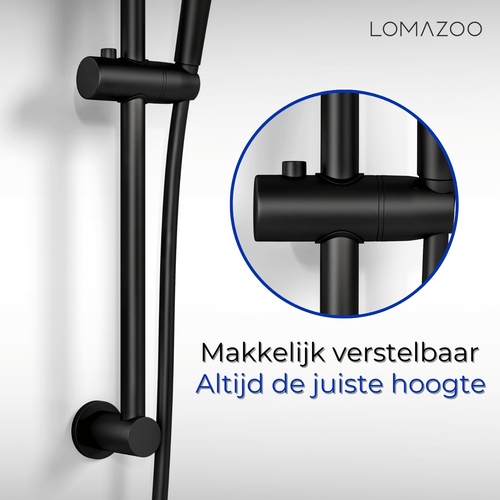 LOMAZOO doucheset met handdouche - zwart - 150 cm