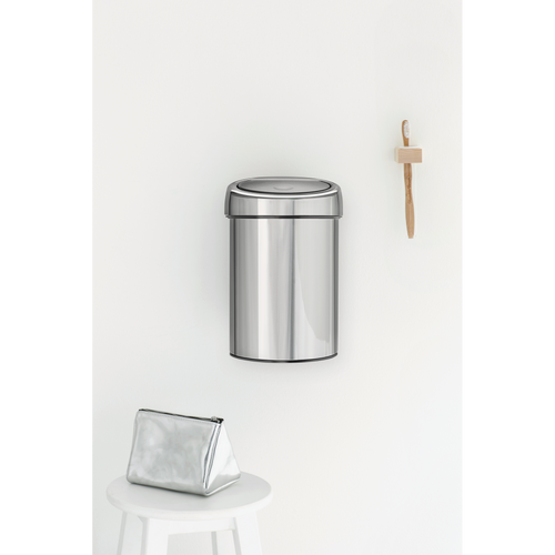 Brabantia Touch Bin afvalemmer, 3 liter, kunststof binnenemmer - Brilliant Steel
