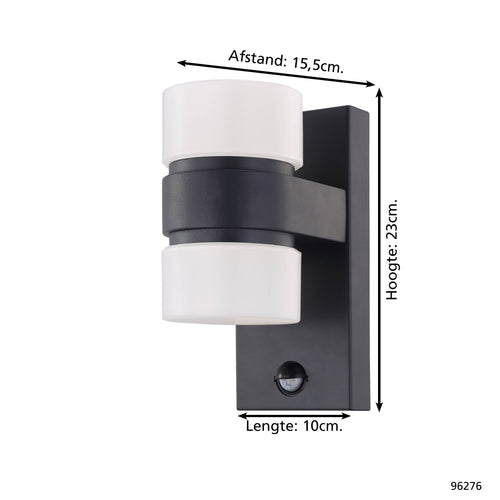 EGLO wandlamp buiten Atollari - led - sensor - 23 cm - antraciet/wit - vtwonen shop
