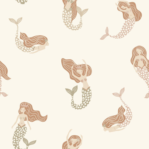 ESTAhome behang zeemeerminnen groen, oudroze en terracotta - 50 x 900 cm - 131500 - vtwonen shop