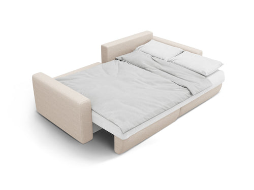 Cosmopolitan Design Omkeerbare converteerbare hoekbank met opbergdoos Belfast 3-zits, structurele stof beige - 149x240x84cm