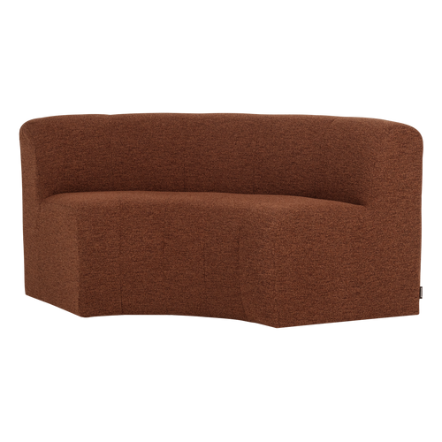 WOOOD eetbank halfronde hoek rug Mojo Base - Bouclé - Roestbruin - 83x152x76