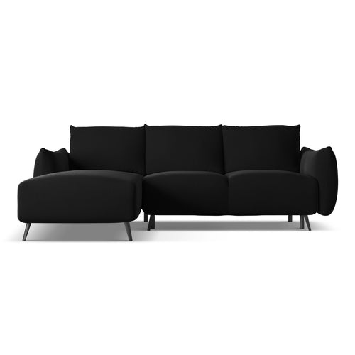 LaMiaSofa hoekbank links Genova - velours - zwart - 242x162x86