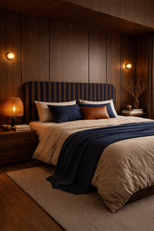 Gestoffeerd fluwelen hoofdbord met strepen 160x97cm