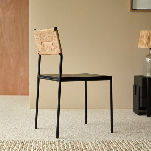 Tikamoon Stoel van metaal en natuurlijke vezels - Zwart - vtwonen shop