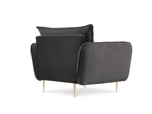 Cosmopolitan Design Fauteuil Vienna flueel, donkergrijs - 94x97x95cm