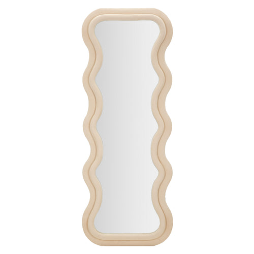 Wandspiegel met beige fluwelen lijst 60x6x160 cm