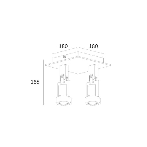 Artdelight Plafondlamp Tech 2L SQ - Aluminium