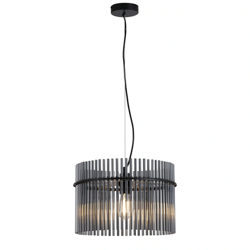 Searchlight hanglamp Swizzle - 1 lichts - 40  x 120   cm - zwart rookglas