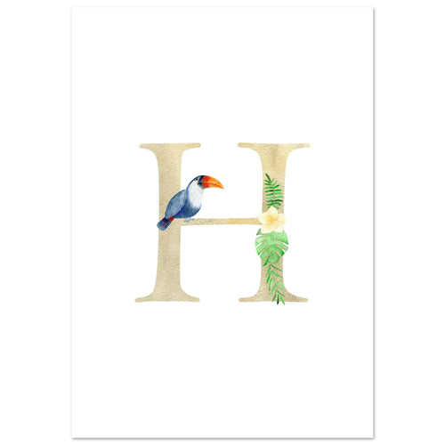 Artfulprints Poster Letter H kindernaam   - 30x40 cm - Meerkleurig