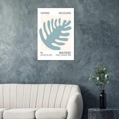 Artfulprints Poster met Lijst Matisse – Coral bloom turquoise   - A4 21x29.7 cm - Turquoise