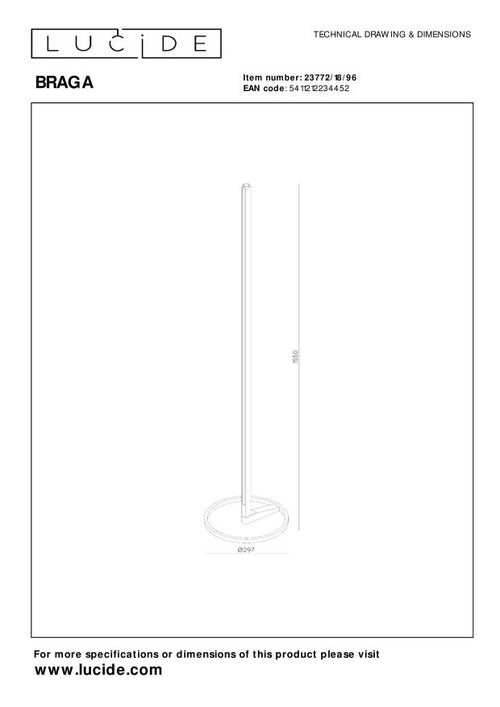 Lucide vloerlamp BRAGA - Geïntegreerde LED - Koffie - vtwonen shop