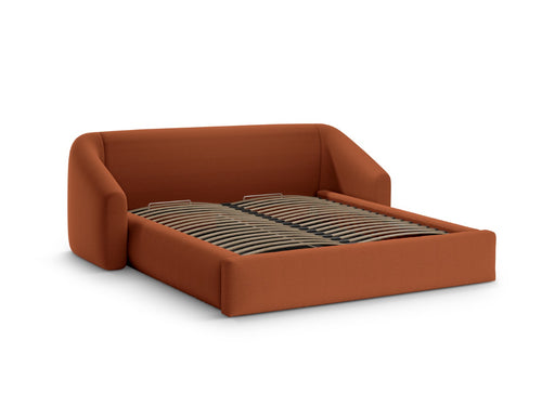 Cosmopolitan Design Opbergbed met hoofdeinde Campi 200x180cm structurele stof baksteen - 230x248x80cm