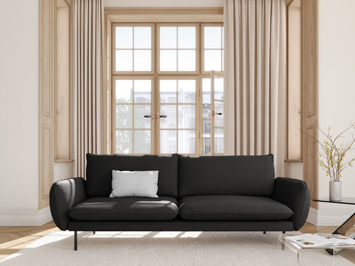 Cosmopolitan Design Bank Vienna 4-zits, boucle, zwart - 92x230x95cm