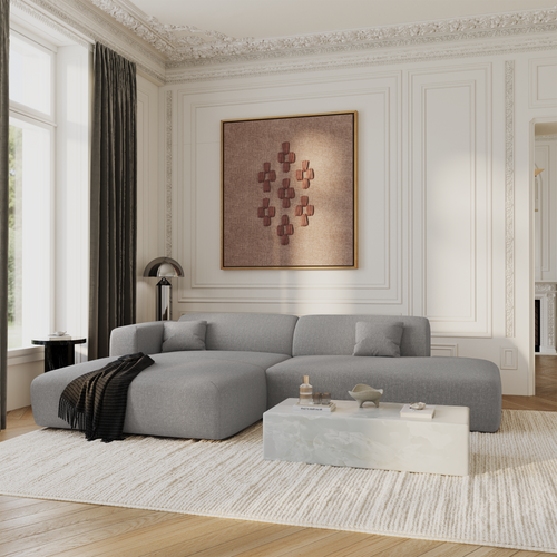 Sia Home - Hoekbanken links MYRA - Geweven stof - Lichtgrijs - 300cm - vtwonen shop