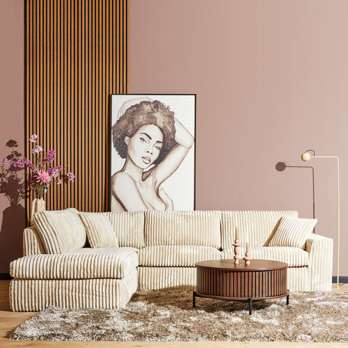 MySofa Hoekbank Teddy - Beige Teddy - Links - 271x199x91cm