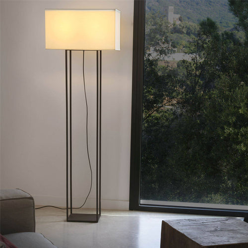 Faro Vesper - 2 Lichts staande lamp bruin met beige kap, E27