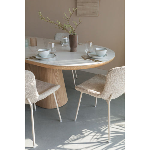 Housecraft Living Almira Eettafel Ovaal 200 cm Hout/ Marmerlook Walnootkleur - Bruin