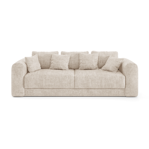 Sia Home - Slaapbank met opbergruimte, notenhout RIO - gewaafd fluweel crème 250cm