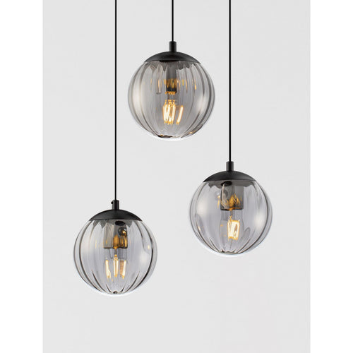 Nova Luce ABBACUS Hanglamp met clusterontwerp, rookkleurig, matzwart, E27 fitting, 3x12W