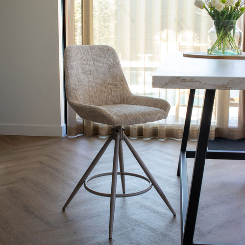 DÉJA Living Barkruk Senna - Greige - Draaibaar - Zithoogte 67cm - Set van 2 - vtwonen shop