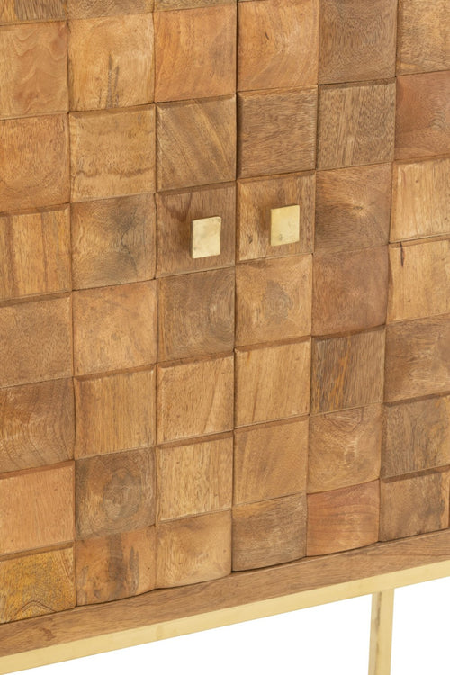 J-Line kast Nino Op Staander - metaal/mangohout - naturel/goud