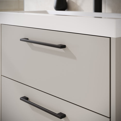 Badplaats Badkamermeubel Set Florence 60 cm XL – Beige – Hangend Badmeubel met Wastafel, Spiegelkast en Zijkasten