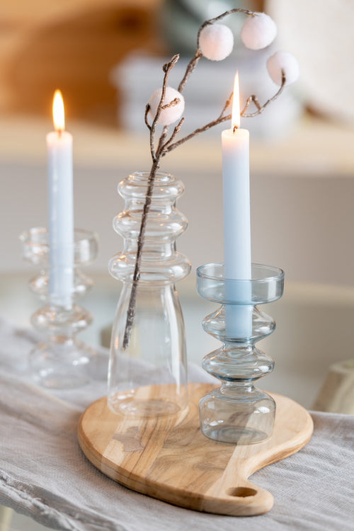 J-Line vaas Luna - glas - blauw - small - 14 cm hoog