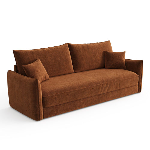 Sia Home - Rechte bank PLUME - Fluweel met structuur - Terracotta - 213.5cm