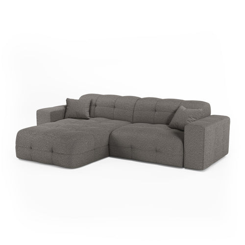 Premium Interiors - Hoekbank links COCOON - bouclé-stof grafietgrijs 230cm