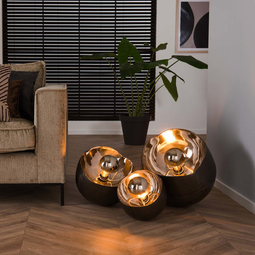 Giga Meubel Tafellamp Mirror - Zwart Metaal - 1-Lichts - 28x28x28cm - vtwonen shop