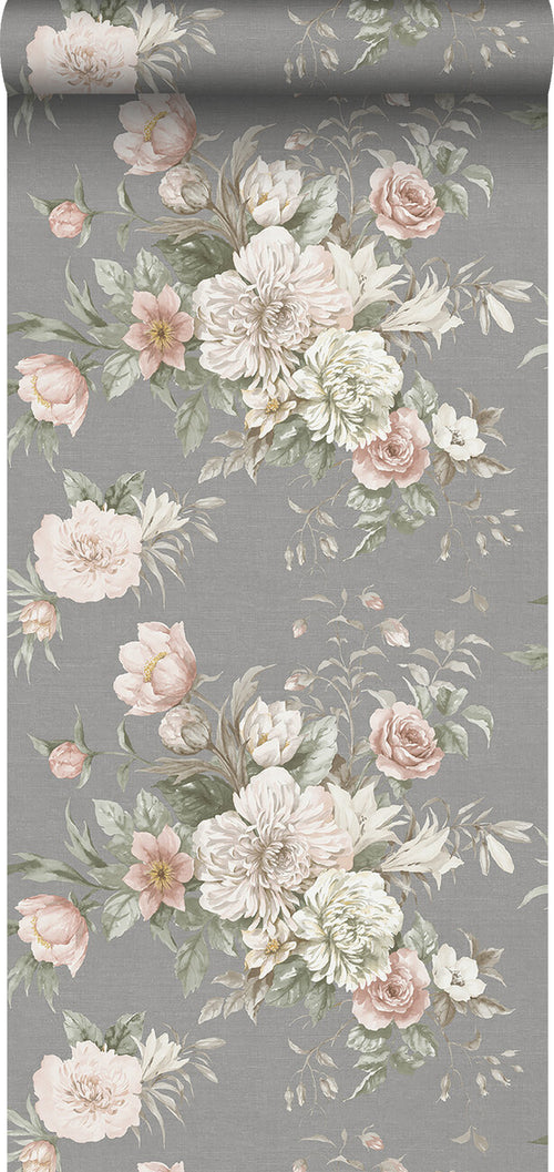Borastapeter behang bloemstilleven grijs - 53 cm x 10.05 m - 660261 - vtwonen shop