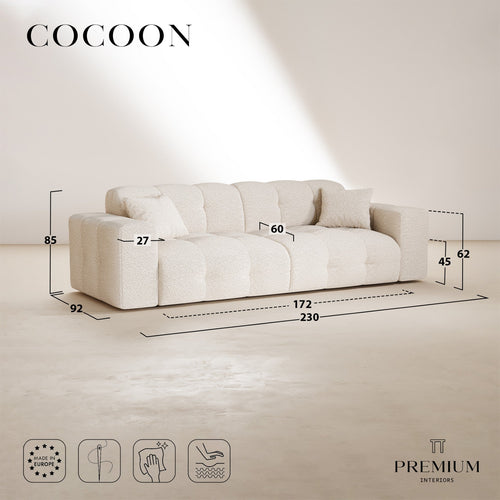 Premium Interiors - Bank COCOON - gewaafd fluweel vintage groen 230cm