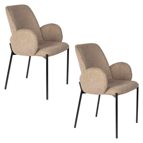 Housecraft Living Tjarda Eetkamerstoelen met armleuning Bruin - Set van 2