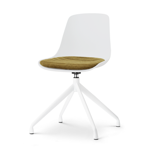 Nolon Nola-Liv draaibare eetkamerstoel wit met mosgroen zitkussen - wit onderstel