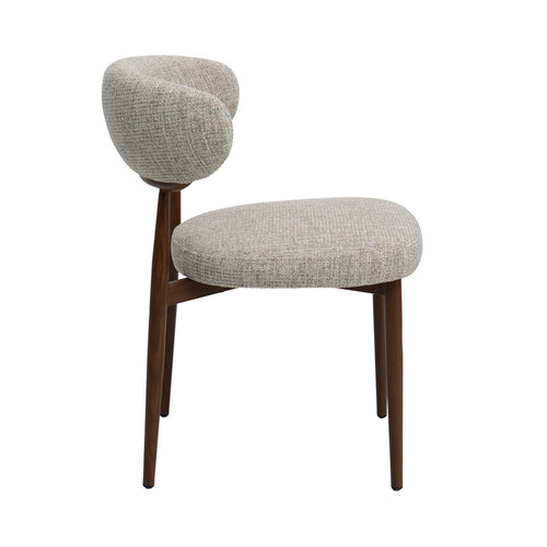 DÉJA Living Eetkamerstoel Milan - Beige/Walnoot Stof - Set van 2 - vtwonen shop