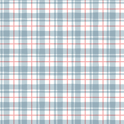 ESTAhome behang ruitjes blauw en rood - 50 x 900 cm - 131949