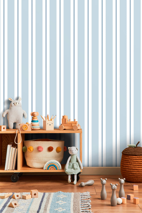 Sanders & Sanders behang strepen blauw - 53 cm x 10 m - 640310