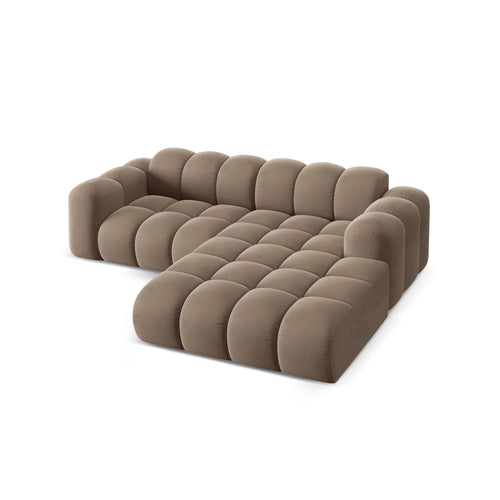 Cosmopolitan Design - Rechter hoekbank Treno 3-zits, flueel cappuccino - 184x240x70cm