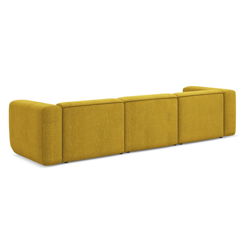LaMiaSofa 4-zits bank Bari - chenille stof - mosterd - 319x89x70