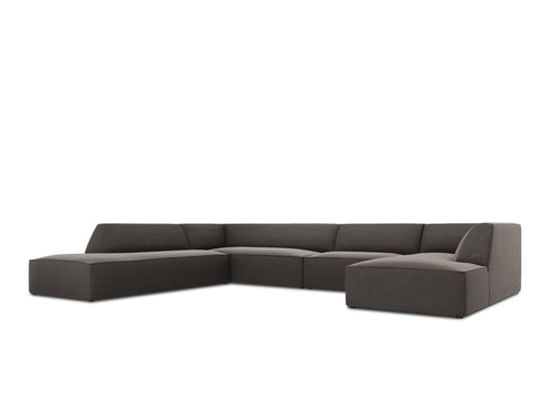 Micadoni Panoramische hoekbank links Ruby 7-zits, flueel, donkergrijs - 273x366x69cm