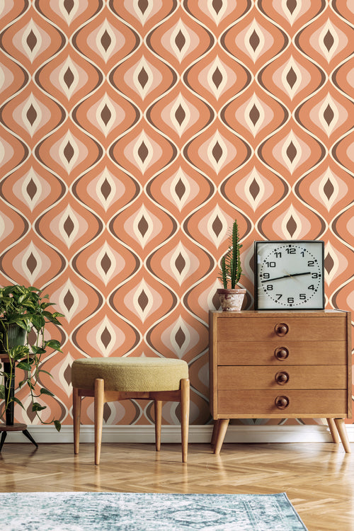 ESTAhome behang retro ornamenten oranje en bruin - 50 x 900 cm - 130986 - vtwonen shop