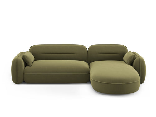 Cosmopolitan Design Modulaire hoekbank rechts Sydney 4-zits, flueel, lichtgroen - 165x275x70cm