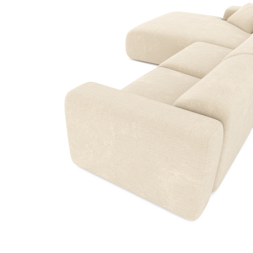 Sia Home - Grote hoekbank, links MYRA - getextureerd fluweel crème 280cm